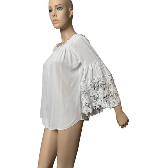 Muche & Muchette Jolie Top One Size Smocked Neckline Belled Sleeves - Picture 9 of 12